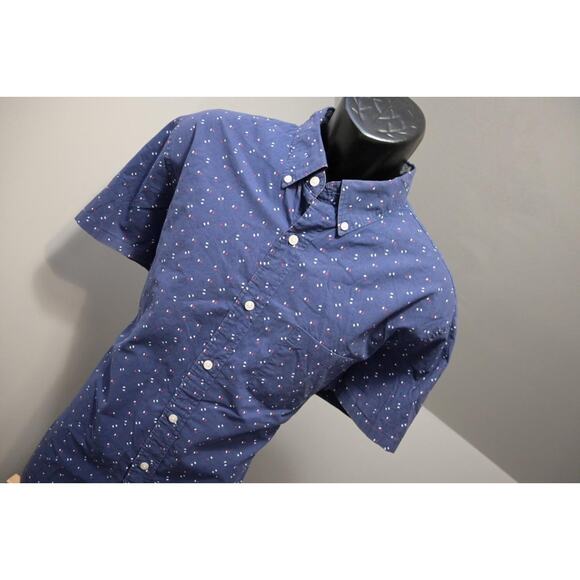 J Crew Slim Fit Dress Shirt Blue Casual Short Sleeve Pocket Mens Sz XL - Picture 4 of 8
